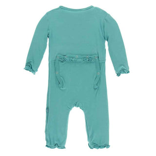 KicKee Pants Solid Classic Ruffle Coverall with Zipper - Neptune