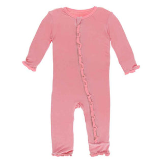 KicKee Pants Solid Classic Ruffle Coverall with Zipper - Strawberry