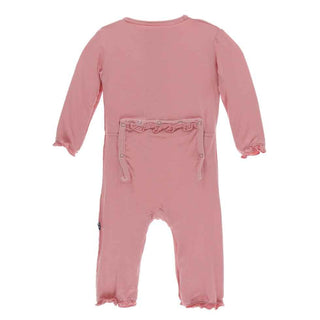KicKee Pants Solid Classic Ruffle Coverall with Zipper - Strawberry