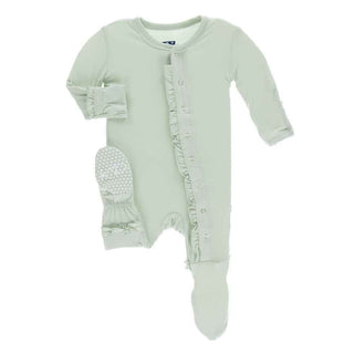 Solid Classic Ruffle Footie with Snaps - Aloe KicKee Pants Size: Newborn