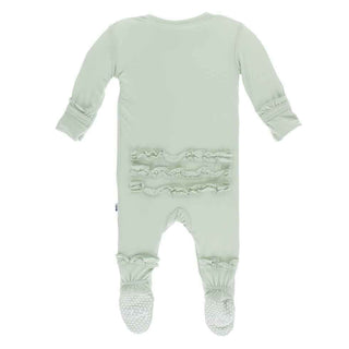 Solid Classic Ruffle Footie with Snaps - Aloe KicKee Pants Size: Newborn