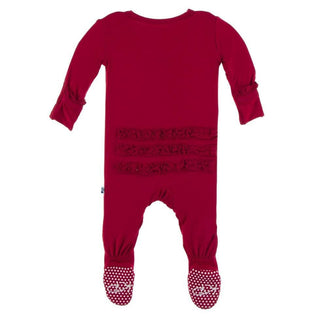 Solid Classic Ruffle Footie with Snaps - Crimson WC20 KicKee Pants Size: Newborn