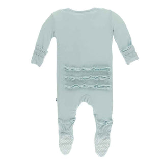 Solid Classic Ruffle Footie with Snaps - Spring Sky KicKee Pants Size: Newborn