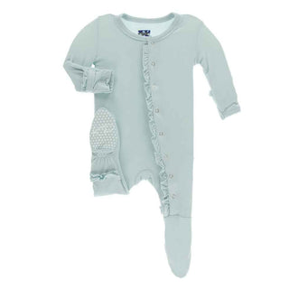 Solid Classic Ruffle Footie with Snaps - Spring Sky KicKee Pants Size: Newborn