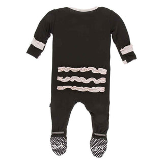 Solid Classic Ruffle Footie with Snaps - Zebra with Macaroon KicKee Pants Size: Newborn