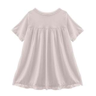 KicKee Pants Solid Classic Short Sleeve Swing Dress - Baby Rose SP21