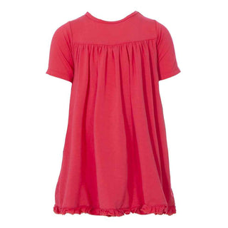 KicKee Pants Solid Classic Short Sleeve Swing Dress - Red Ginger