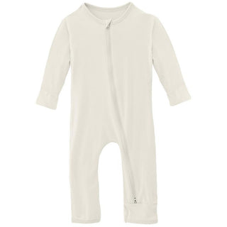 KicKee Pants Solid Coverall with 2-Way Zipper - Natural