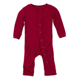 KicKee Pants Solid Coverall with Snaps - Crimson WC20