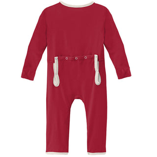 KicKee Pants Solid Coverall with Snaps - Crimson with Natural