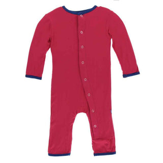KicKee Pants Solid Coverall with Snaps - Flag Red with Flag Blue