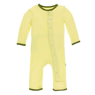 KicKee Pants Solid Coverall with Snaps - Lime Blossom with Pesto