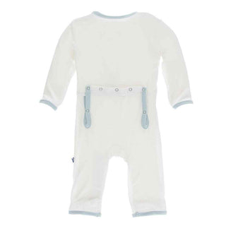 KicKee Pants Solid Coverall with Snaps - Natural with Spring Sky