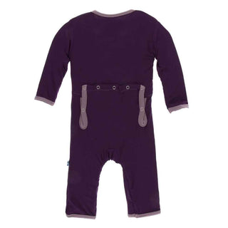 KicKee Pants Solid Coverall with Snaps - Wine Grapes with Raisin