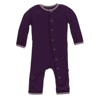 KicKee Pants Solid Coverall with Snaps - Wine Grapes with Raisin