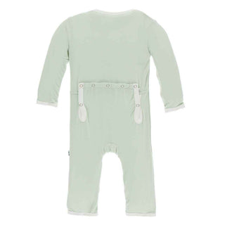 KicKee Pants Solid Coverall with Zipper - Aloe with Natural