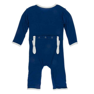 KicKee Pants Solid Coverall with Zipper - Flag Blue with Natural