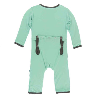KicKee Pants Solid Coverall with Zipper - Glass with Stone