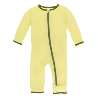 KicKee Pants Solid Coverall with Zipper - Lime Blossom with Pesto