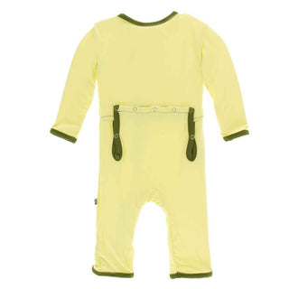KicKee Pants Solid Coverall with Zipper - Lime Blossom with Pesto