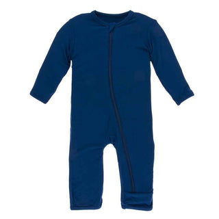 KicKee Pants Solid Coverall with Zipper - Navy