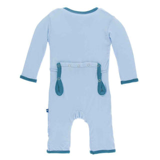 KicKee Pants Solid Coverall with Zipper - Pond with Seagrass