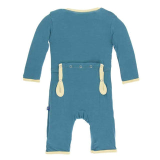 KicKee Pants Solid Coverall with Zipper - Seagrass with Wallaby