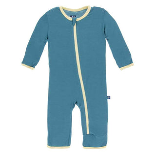 KicKee Pants Solid Coverall with Zipper - Seagrass with Wallaby