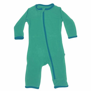 KicKee Pants Solid Coverall with Zipper - Shore with Heritage Blue