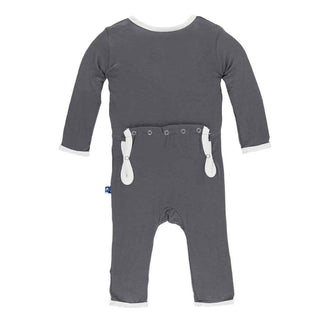KicKee Pants Solid Coverall with Zipper - Stone with Natural