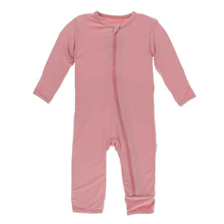 KicKee Pants Solid Coverall with Zipper - Strawberry