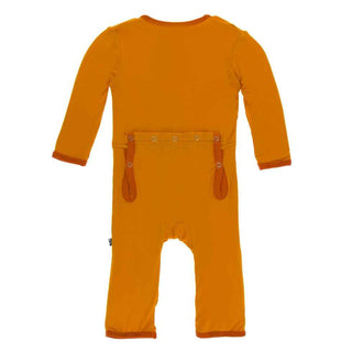 KicKee Pants Solid Coverall with Zipper - Sunset with Poppy