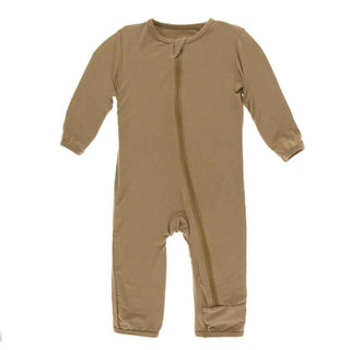 KicKee Pants Solid Coverall with Zipper - Tannin