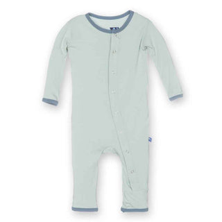 KicKee Pants Solid Fitted Coverall - Aloe with Dusty Sky