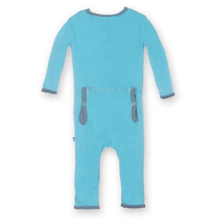 KicKee Pants Solid Fitted Coverall - Confetti with Dusty Sky