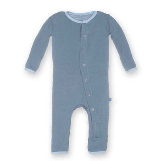KicKee Pants Solid Fitted Coverall - Dusty Sky with Pond