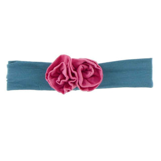 KicKee Pants Solid Flower Headband Seagrass with Flamingo, One Size