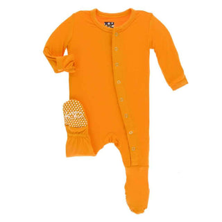 KicKee Pants Solid Footie with Snaps - Apricot