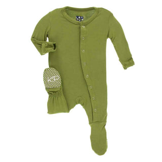 KicKee Pants Solid Footie with Snaps - Grasshopper
