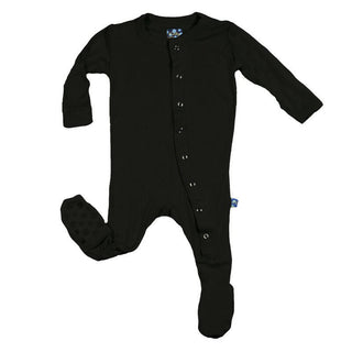 KicKee Pants Solid Footie with Snaps - Midnight