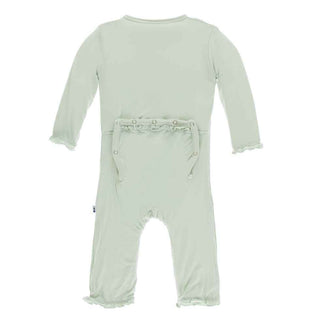 KicKee Pants Solid Layette Classic Ruffle Coverall with Snaps - Aloe
