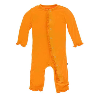 Solid Layette Classic Ruffle Coverall with Snaps - Apricot KicKee Pants Size: 3-6 Months