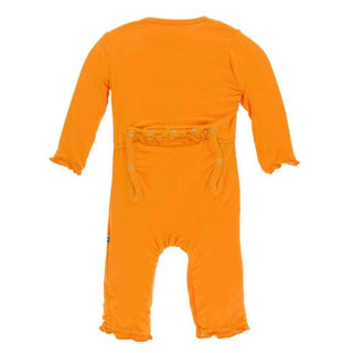 Solid Layette Classic Ruffle Coverall with Snaps - Apricot KicKee Pants Size: 3-6 Months