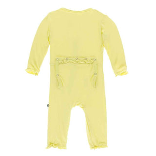 KicKee Pants Solid Layette Classic Ruffle Coverall with Snaps - Lime Blossom