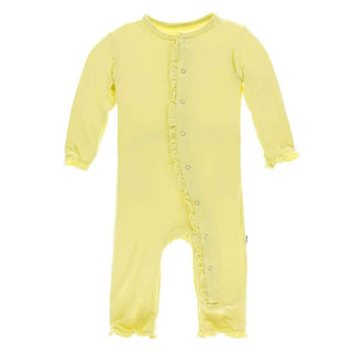 KicKee Pants Solid Layette Classic Ruffle Coverall with Snaps - Lime Blossom