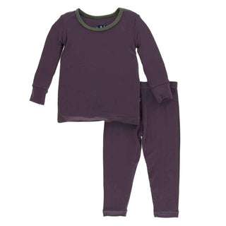 KicKee Pants Solid Long Sleeve Pajama Set, Fig with Succulent