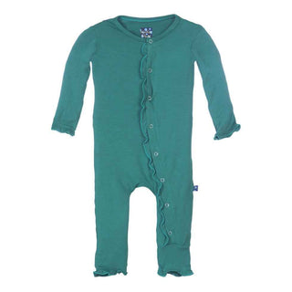 KicKee Pants Solid Muffin Ruffle Coverall - Shady Glade