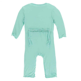 KicKee Pants Solid Muffin Ruffle Coverall with Snaps - Glass