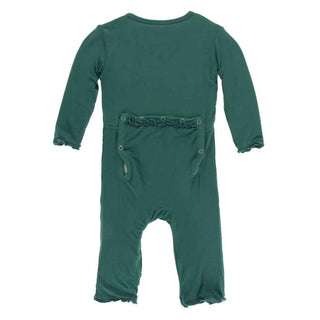 KicKee Pants Solid Muffin Ruffle Coverall with Snaps - Ivy