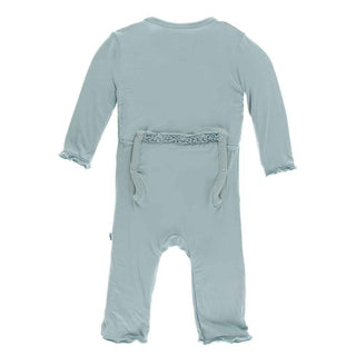 KicKee Pants Solid Muffin Ruffle Coverall with Snaps - Jade